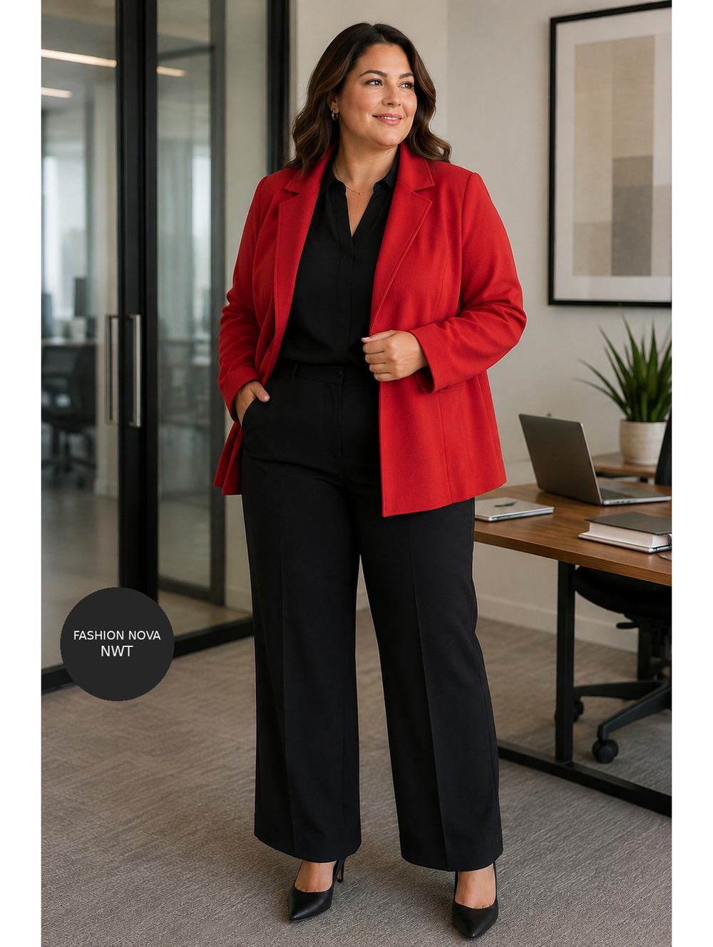 Fashion Nova | 2X | NWT | Talia Red Open Front Blazer